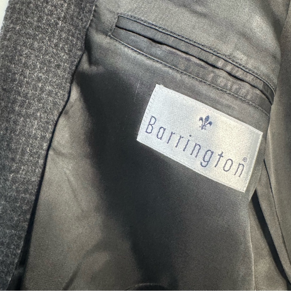 Barrington Men's Gray Houndstooth Wool‎ Camel Hair 40R Suit Jacket Blazer Coat - Picture 4 of 7